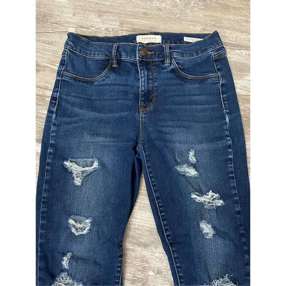 Pacsun Ankle Jegging Jean Distressed Raw Hem Cropped Stretch Women’s Sz 27 Waist - Picture 2 of 7